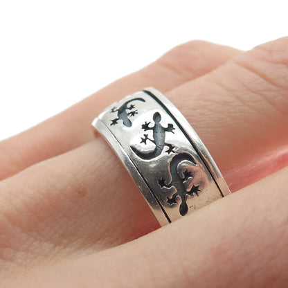 PETER STONE 925 Sterling Silver Vintage Lizard Rotating Band Ring Size 11.25