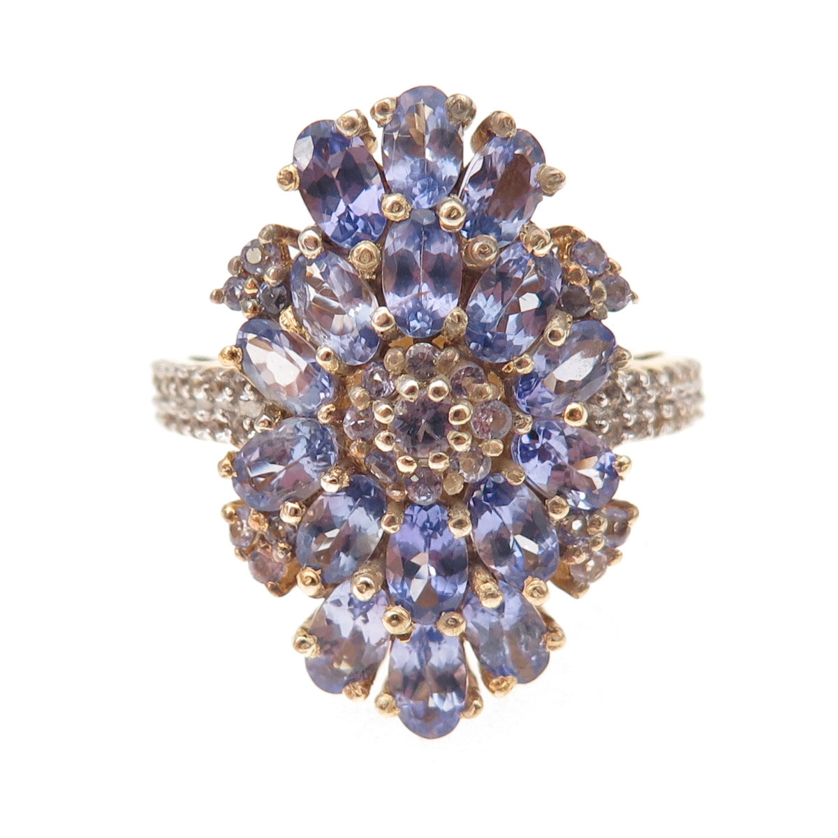 Chuck Clemency 925 Sterling Silver Gold Plated Real Tanzanite Topaz Ring Size 8
