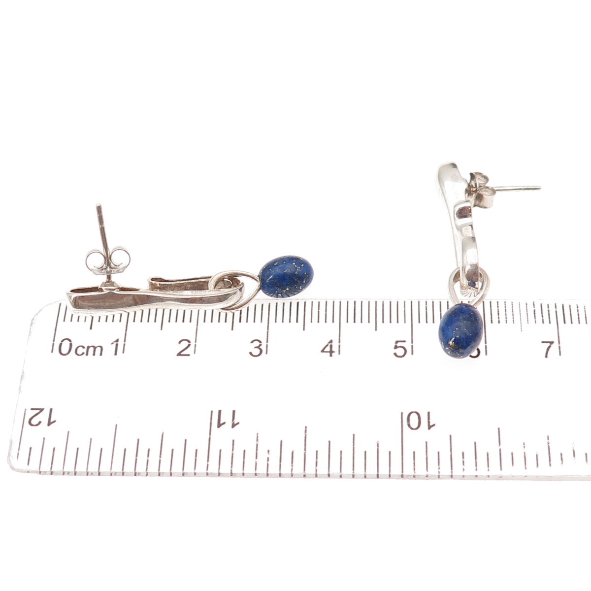Angela Cummings 925 Sterling Silver Vintage Real Lapis Modernist Dangle Earrings
