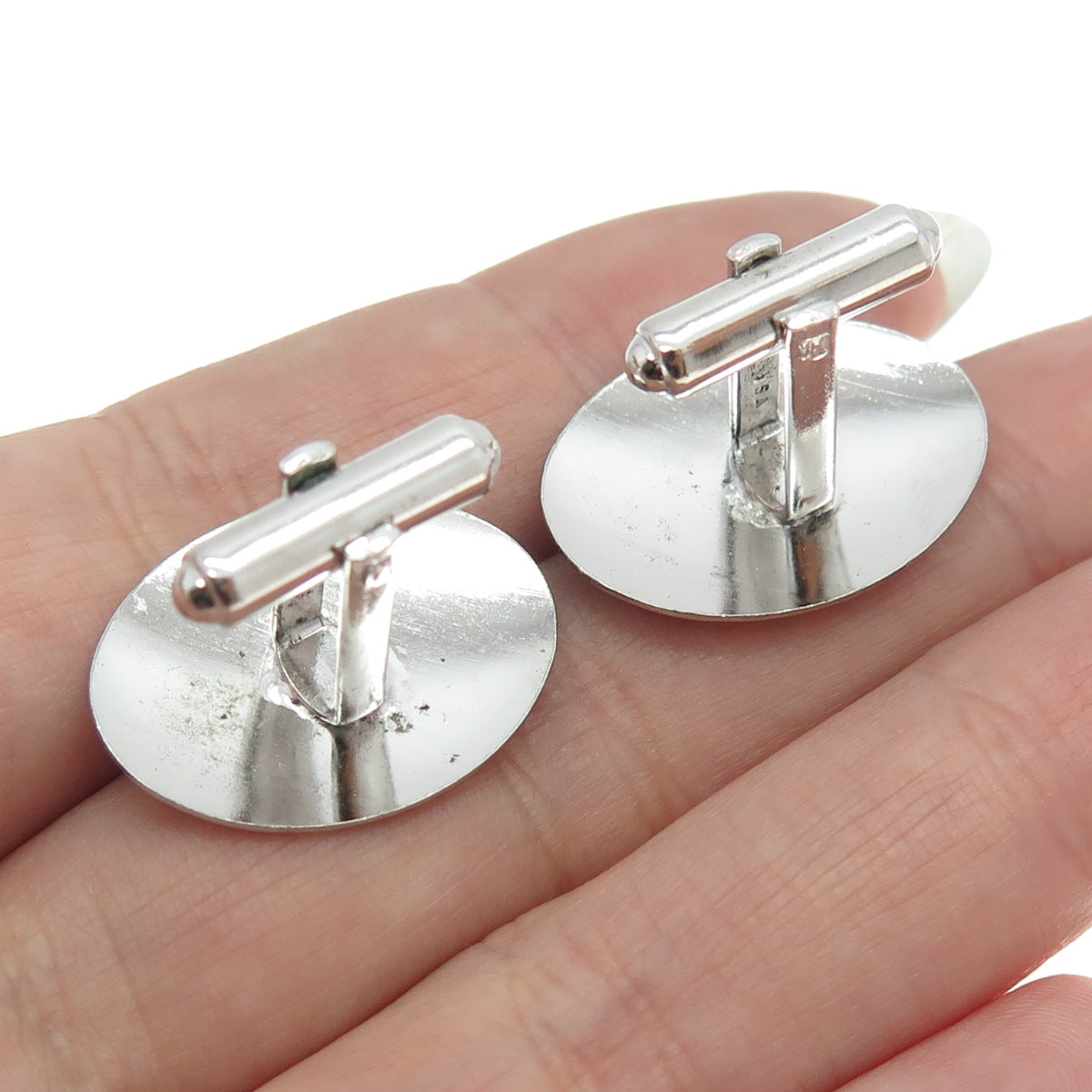 JML 925 Sterling Silver Antique Art Deco USA Engraved Textured Cufflinks