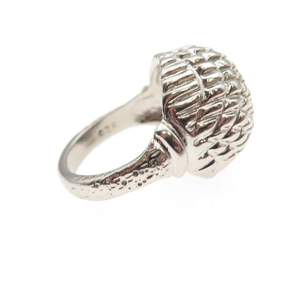925 Sterling Silver Vintage Modernist Dome Ring Size 6
