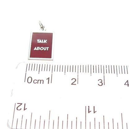 925 Sterling Silver Red Enamel Talk About Minimalist Charm Pendant