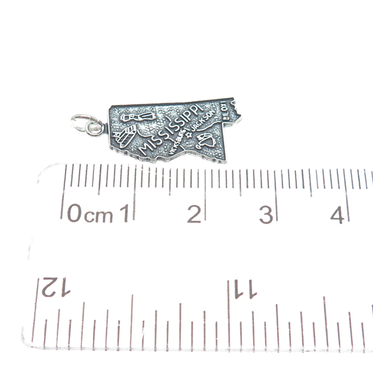 FRENCH & FRANKLIN 925 Sterling Silver Vintage Mississippi Oxidized Mini Pendant