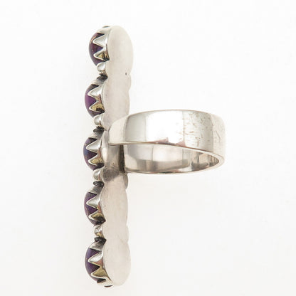925 Sterling Vintage Real Mohave Purple Turquoise Adjustable Ring Size 8.5