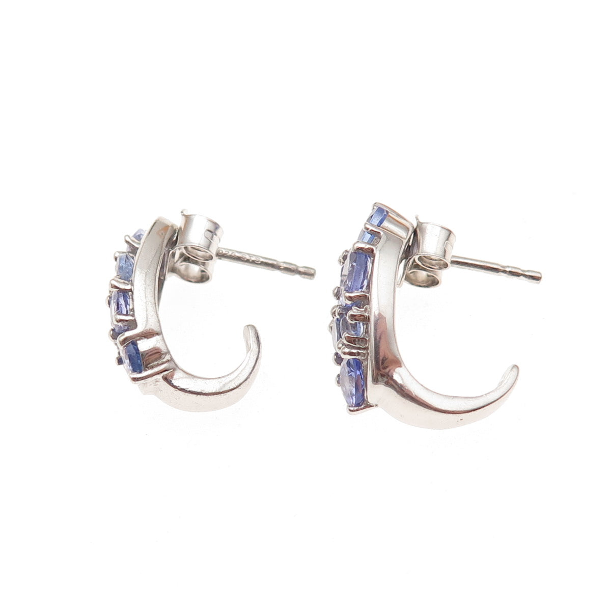 Chuck Clemency 925 Sterling Silver Real Tanzanite Cluster Claw Earrings