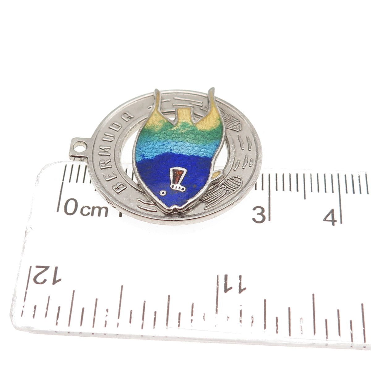 BREADNER CO. Sterling Silver Vintage Enamel Bermuda Tropical Fish Charm Pendant