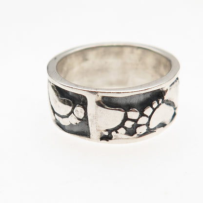 925 Sterling Silver Vintage Footprint Oxidized Band Ring Size 5.25