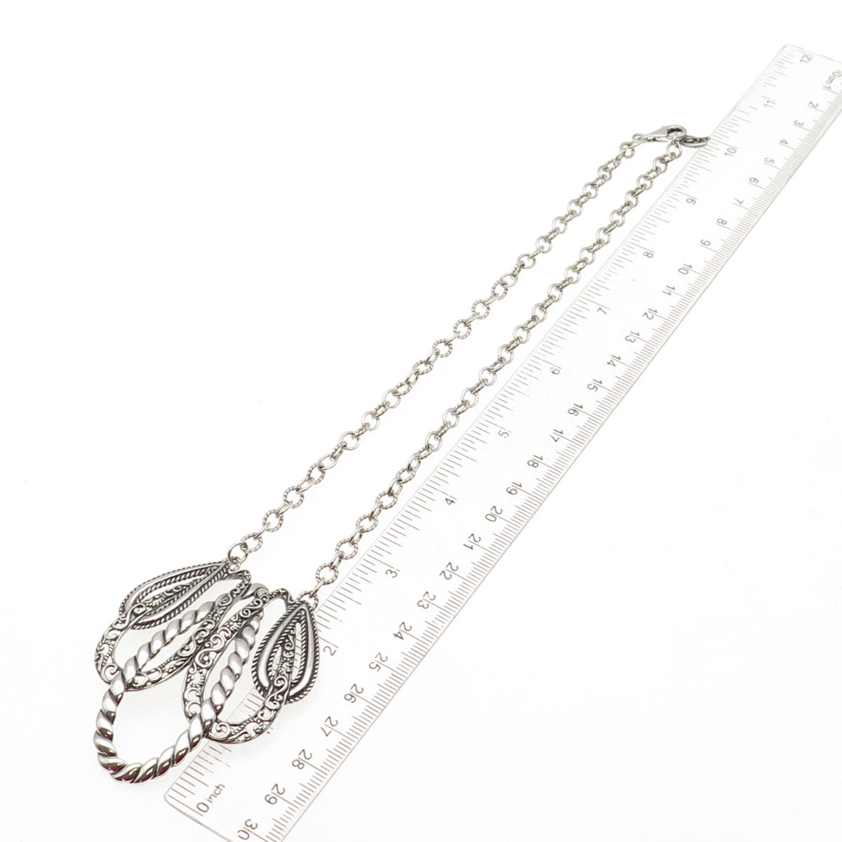 Carolyn Pollack 925 Sterling Silver Vintage Floral Cable Chain Necklace 16"