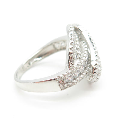 925 Sterling Silver Round-Cut C Z Twisted Ring Size 5.75
