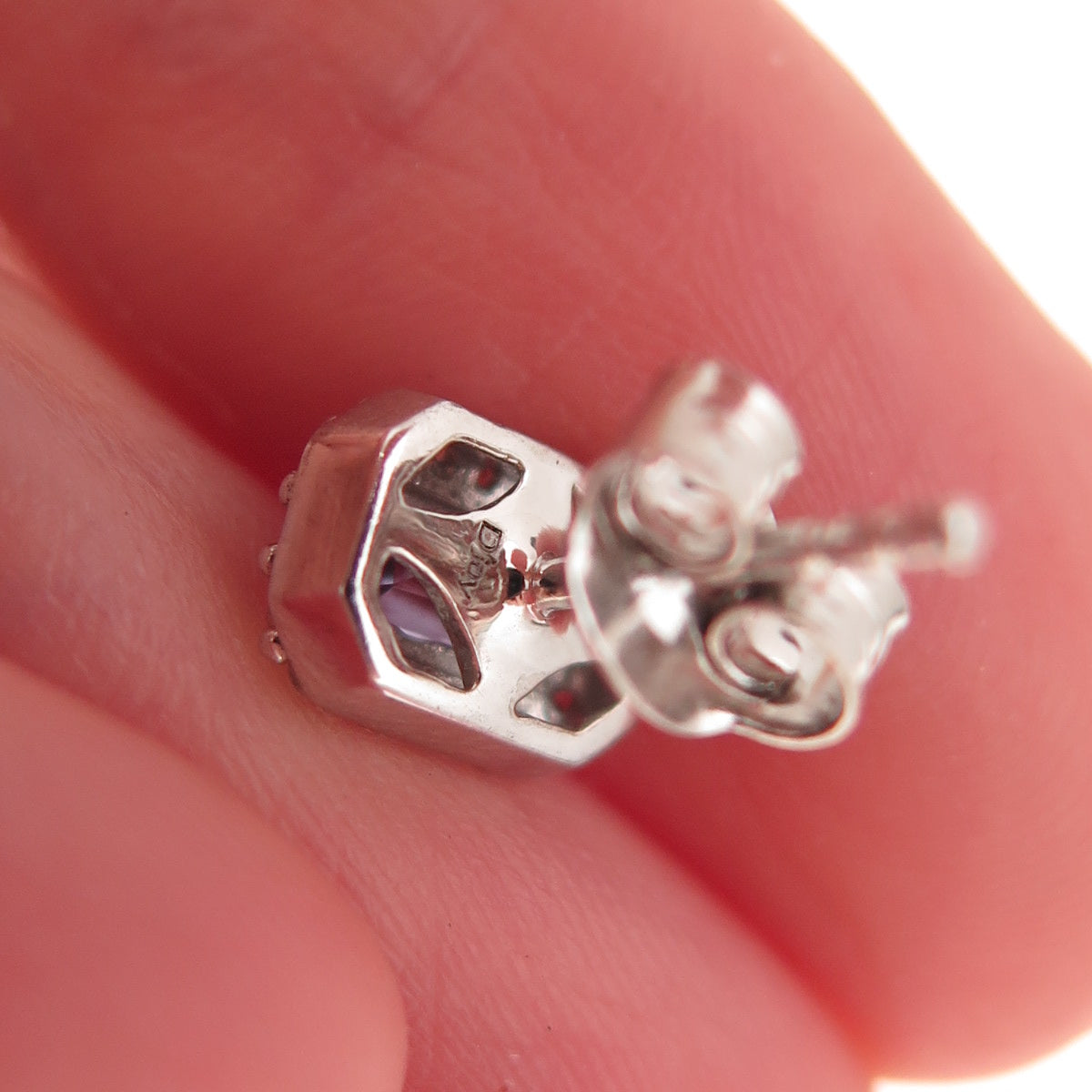 D'Joy 925 Sterling Silver Real Tanzanite & White Topaz Stud Earrings