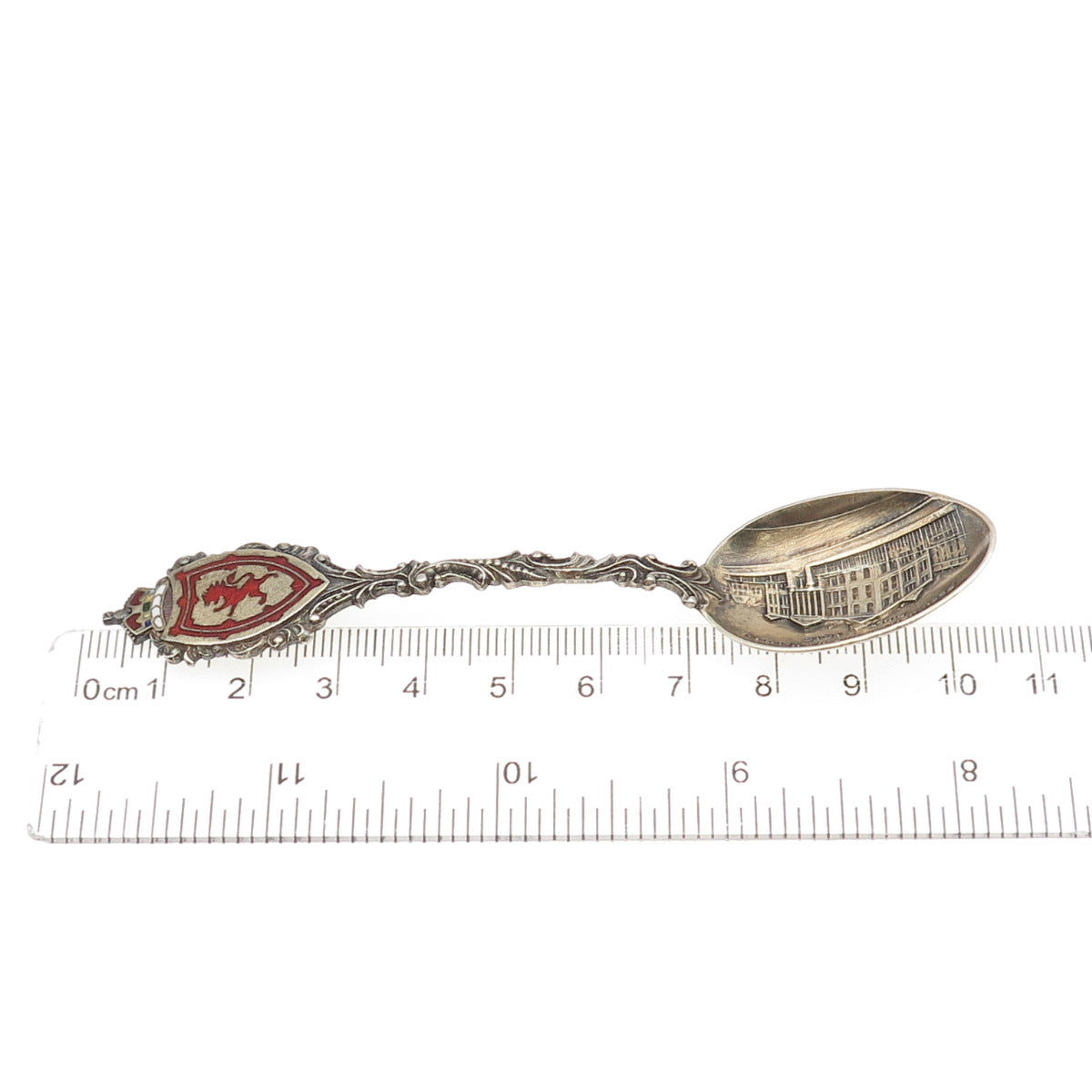 925 Sterling Antique 1901 Canada Enamel Provincial Building Halifax Coffee Spoon