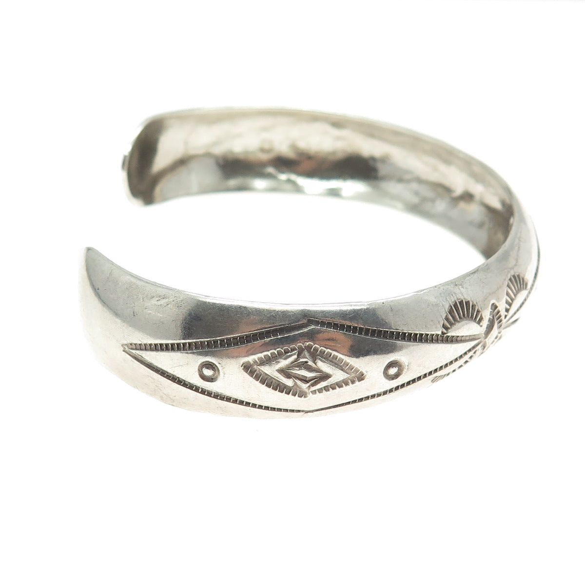 TRACY 925 Sterling Silver Vintage Southwestern Engraved Cuff Bracelet 6.5"