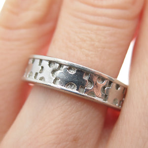 925 Sterling Silver Vintage Puzzle Band Ring Size 6.5
