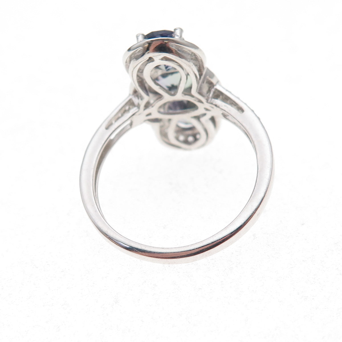 Chuck Clemency 925 Sterling Silver Real Tanzanite & White Topaz Ring Size 8.25