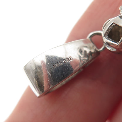 925 Sterling Silver Round-Cut C Z Buddha Pendant