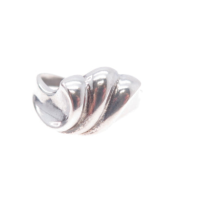 925 Sterling Silver Vintage Modernist Wave Ring Size 6.75