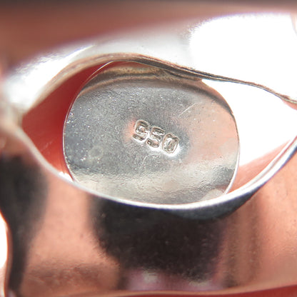 950 Silver Vintage Real Spiny Oyster Shell Modernist Square Ring Size 7.25