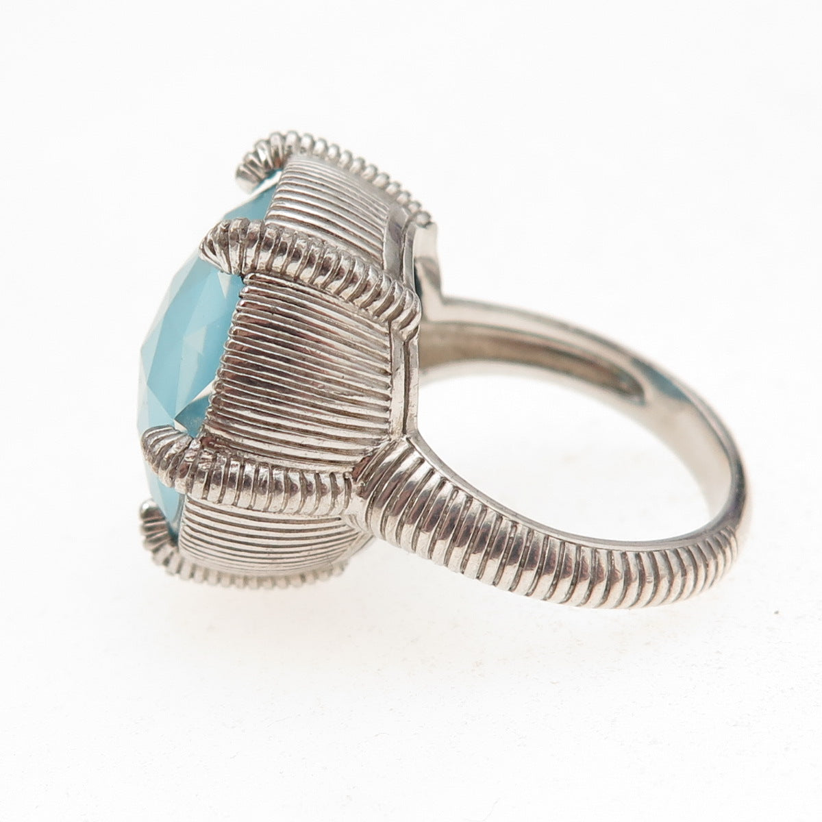 Judith Ripka 925 Sterling Silver Real Doublet Turquoise Floral Ring Size 7