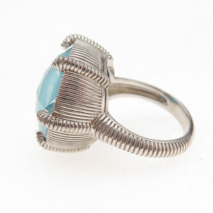 Judith Ripka 925 Sterling Silver Real Doublet Turquoise Floral Ring Size 7