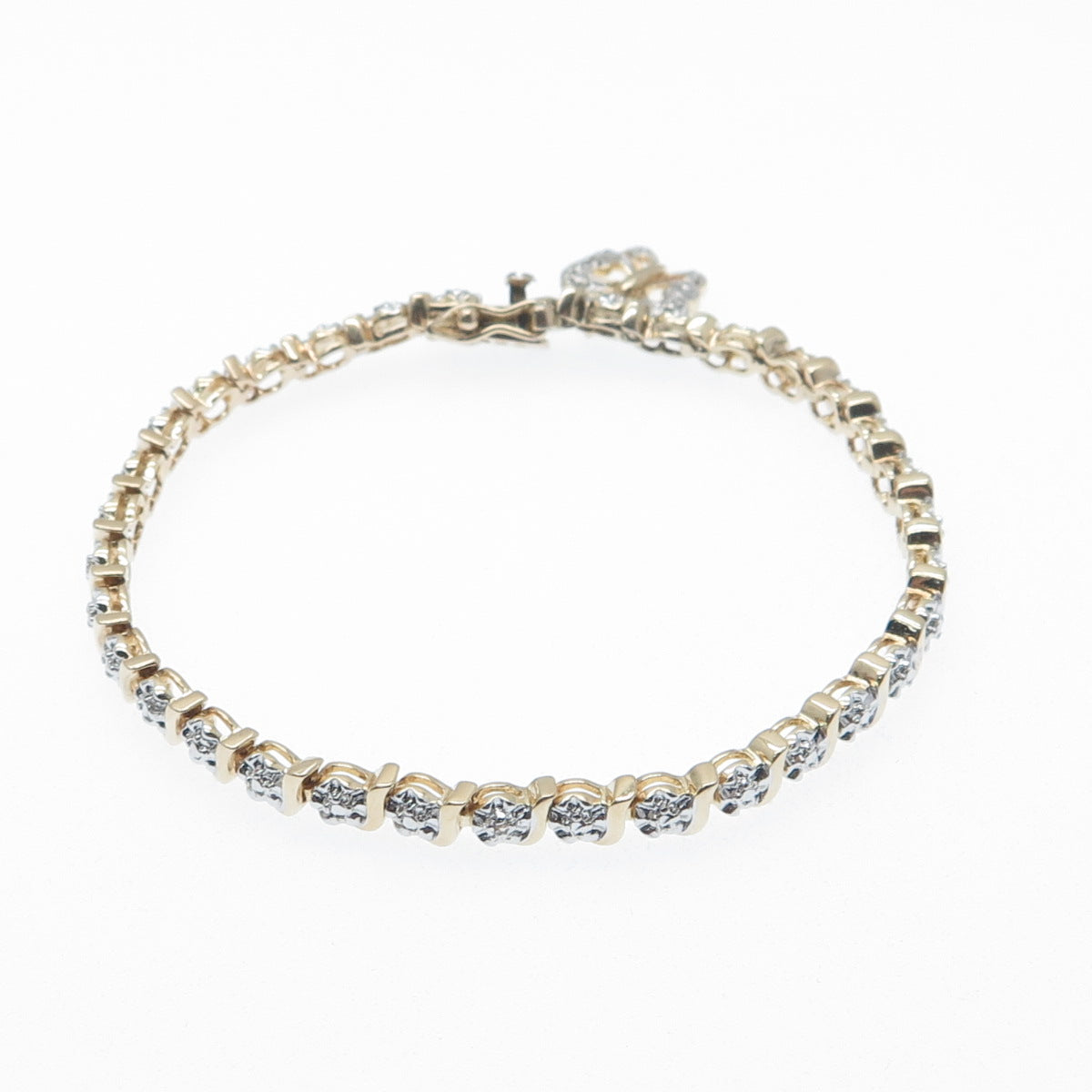 ROSS SIMONS Sterling Gold Plated Real Diamond Accent Tennis Link Bracelet 7"