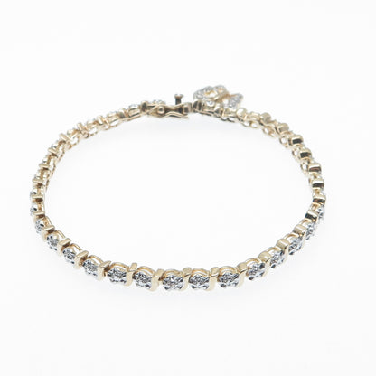 ROSS SIMONS Sterling Gold Plated Real Diamond Accent Tennis Link Bracelet 7"