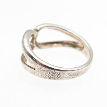 925 Sterling Silver Vintage Heart Oxidized Hug Ring Size 7