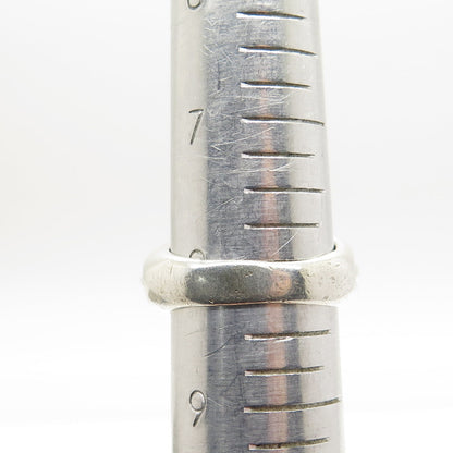 925 Sterling Silver Vintage Modernist Ribbed Ring Size 8.25