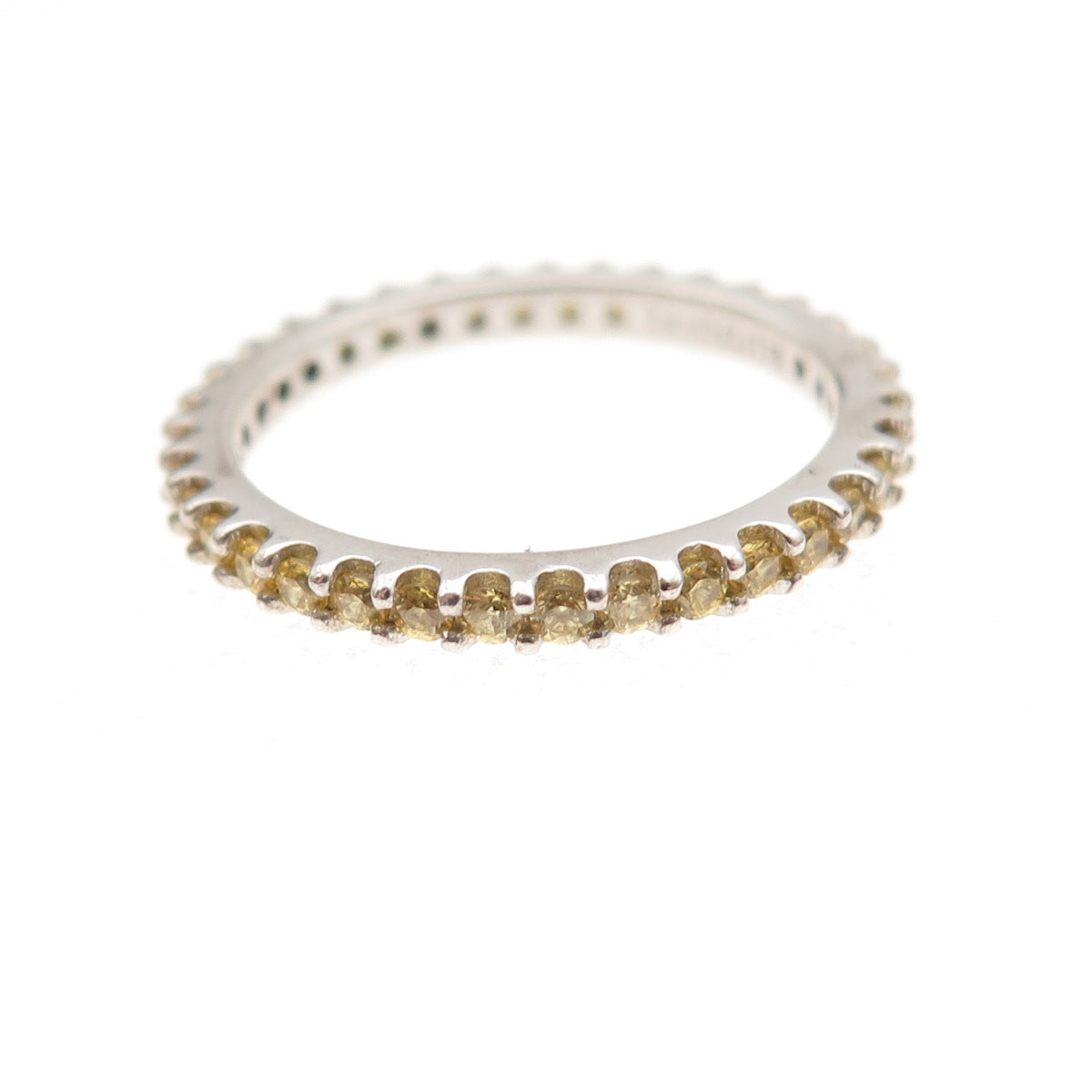 925 Sterling Silver Round-Cut Canary C Z Eternity All Around Band Ring Size 5