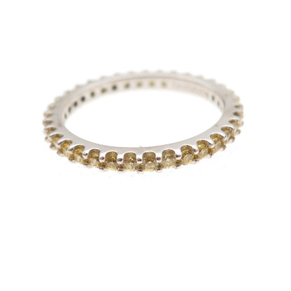 925 Sterling Silver Round-Cut Canary C Z Eternity All Around Band Ring Size 5