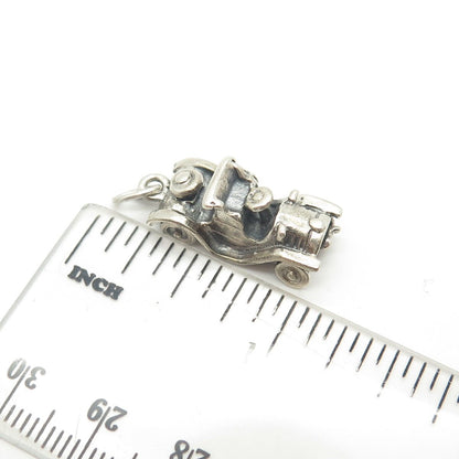925 Sterling Silver Vintage JewelArt Retro Car 3D Charm Pendant
