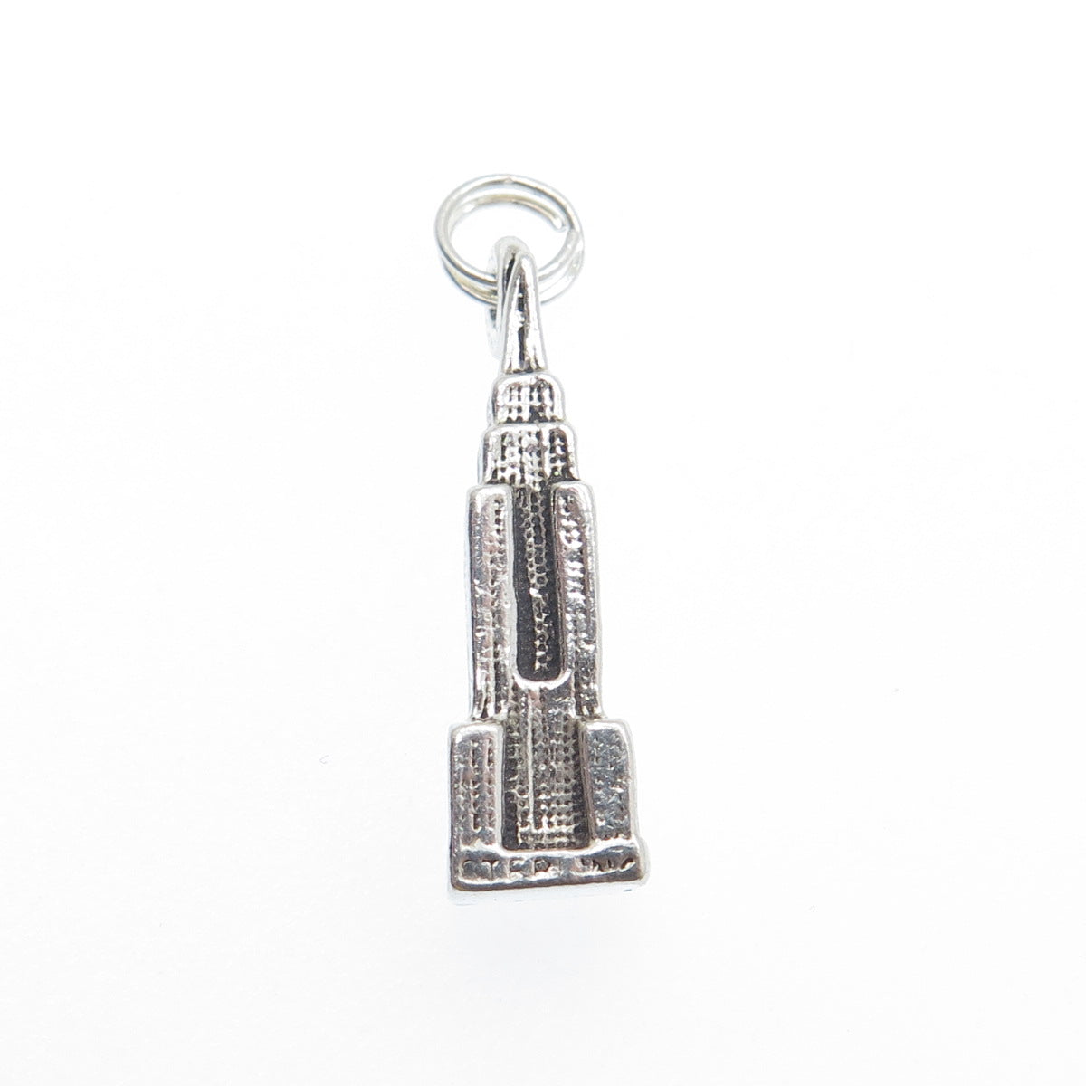 925 Sterling Silver Vintage Empire State Building Minimalist 3D Charm Pendant