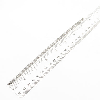 925 Sterling Silver Real Diamond Accent & White Topaz Infinity Bracelet 7.5"
