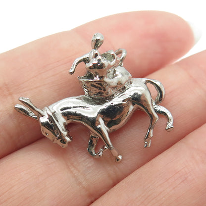 925 Sterling Silver Antique Art Deco Nomad Donkey Rider Charm Pendant