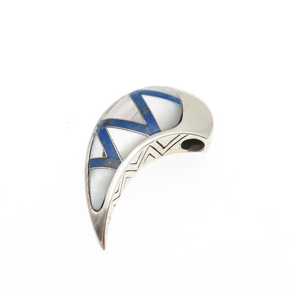 Carolyn Pollack 925 Sterling Silver Vintage Real MOP & Lapis Claw Slide Pendant