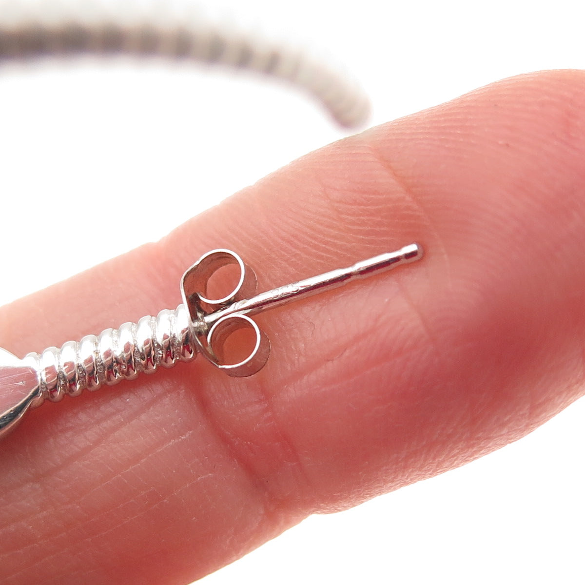 925 Sterling Silver Real Turquoise Station Hoop Earrings