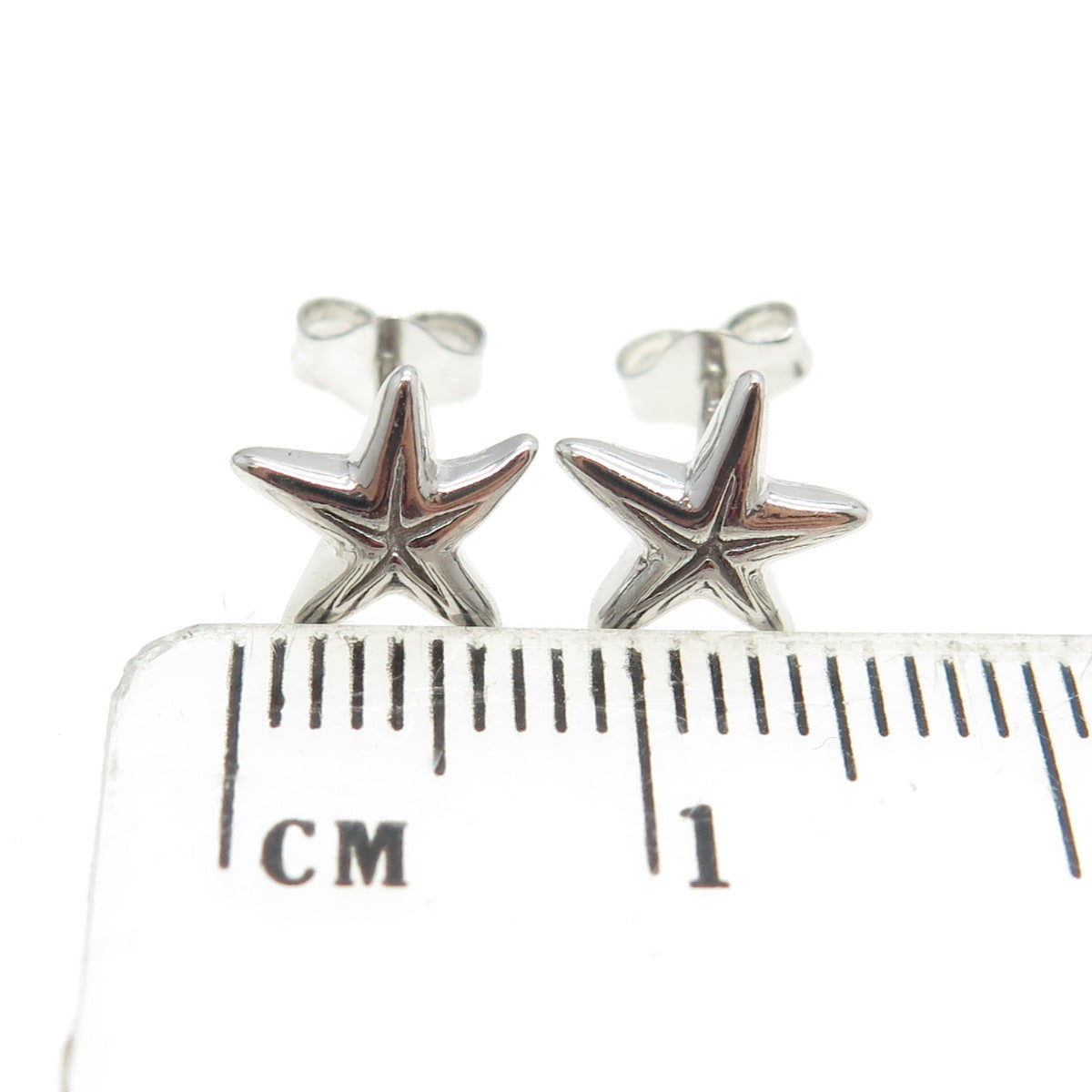 925 Sterling Silver C Z Star Stud Earrings