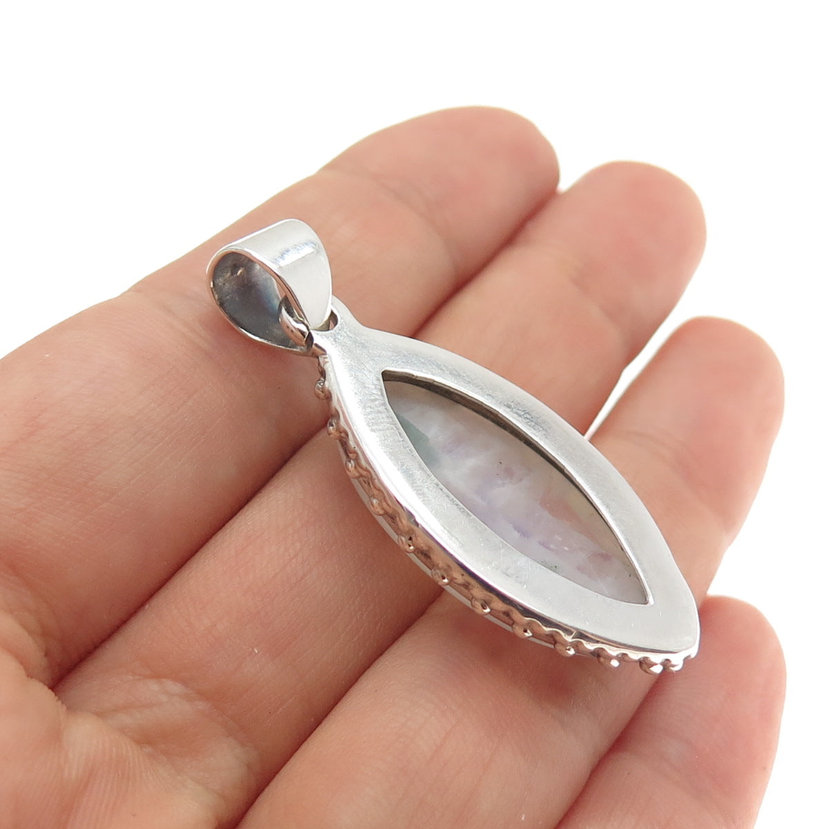 925 Sterling Silver Vintage Real Moonstone Beaded Charm Pendant