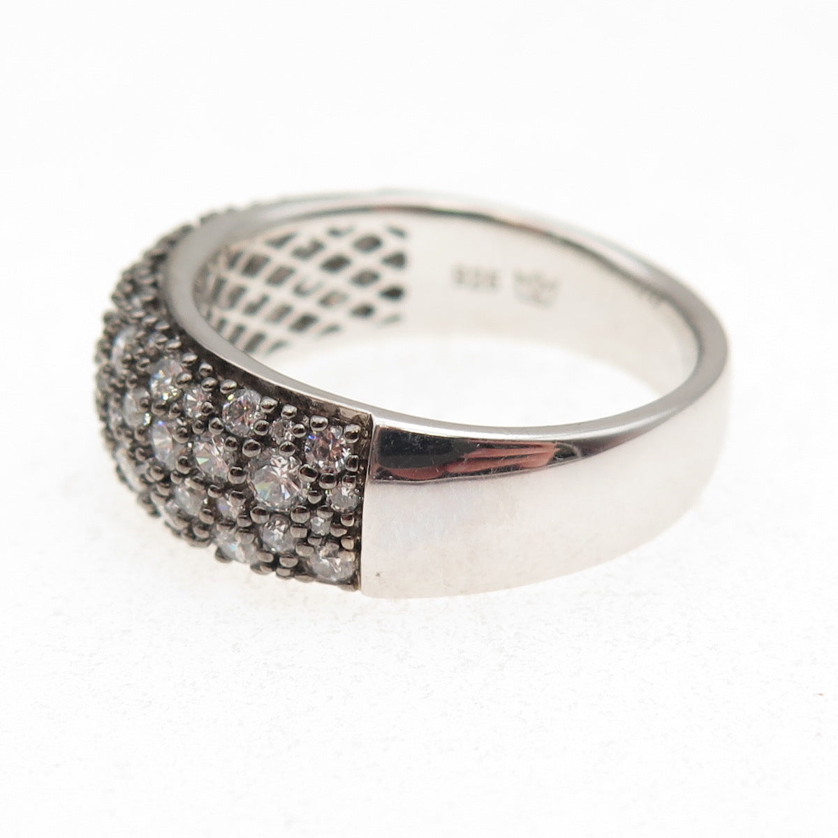 925 Sterling Silver Round-Cut C Z Sparkle Ring Size 10.5