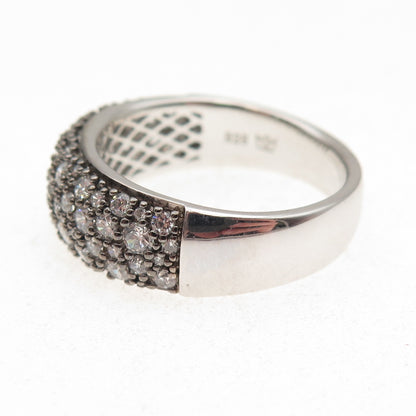 925 Sterling Silver Round-Cut C Z Sparkle Ring Size 10.5