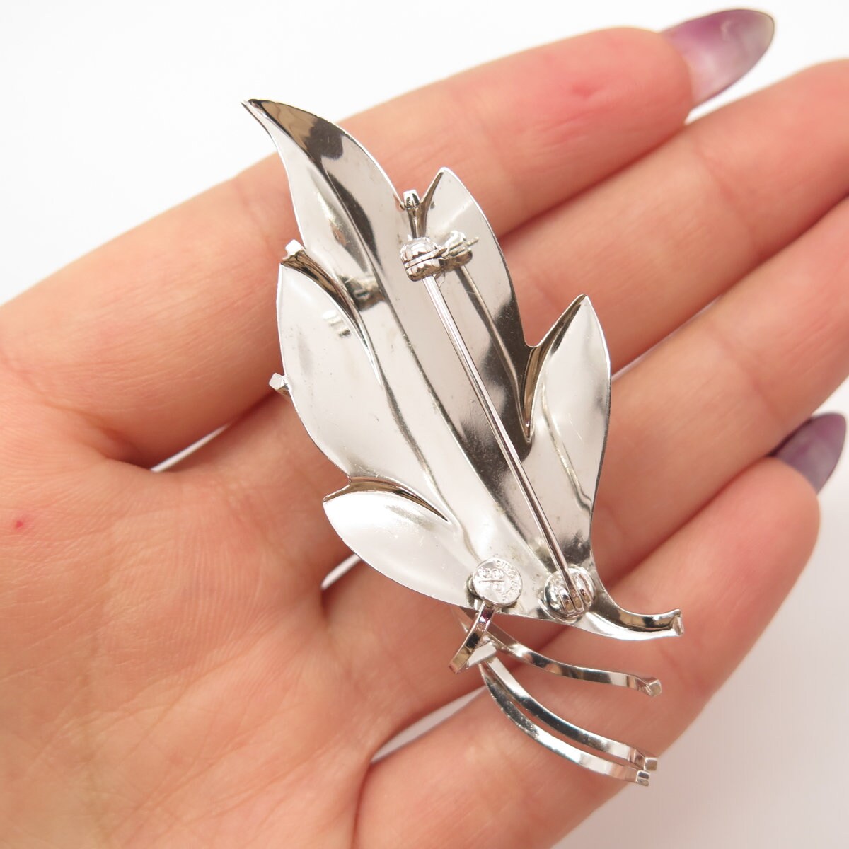 925 Sterling Silver Vintage Curtis Curtman Leaf Pin Brooch