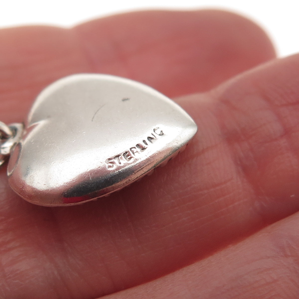 925 Sterling Antique Enamel We Make A Good Pear Chatelaine Heart Mini Pendant