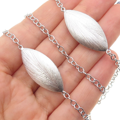 925 Sterling Silver Petal Station Cable Chain Necklace 28"