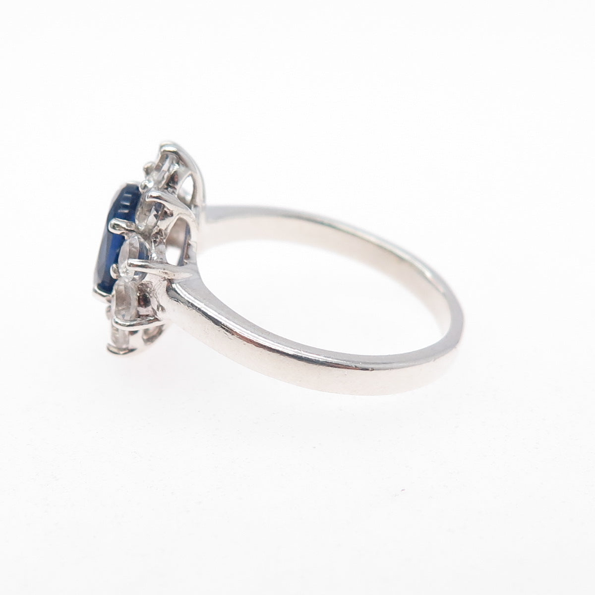TGGC 925 Sterling Silver Real Sapphire & White Topaz Ring Size 7