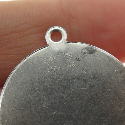 Rosecraft Sterling Silver Vintage Engraved Kings Island Round Tag Charm Pendant
