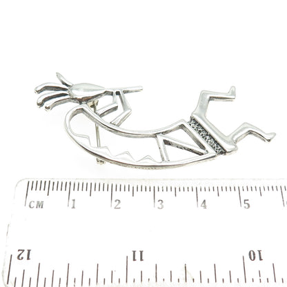 Old Pawn 925 Sterling Silver Vintage Southwestern Kokopelli Tribal Pin Brooch