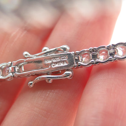 925 Sterling Silver Round-Cut C Z Tennis Link Bracelet 7.25"