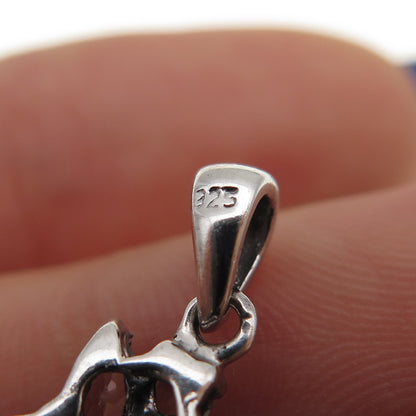 925 Sterling Silver Real Smoky Quartz Blue Topaz & Moonstone Charm Pendant