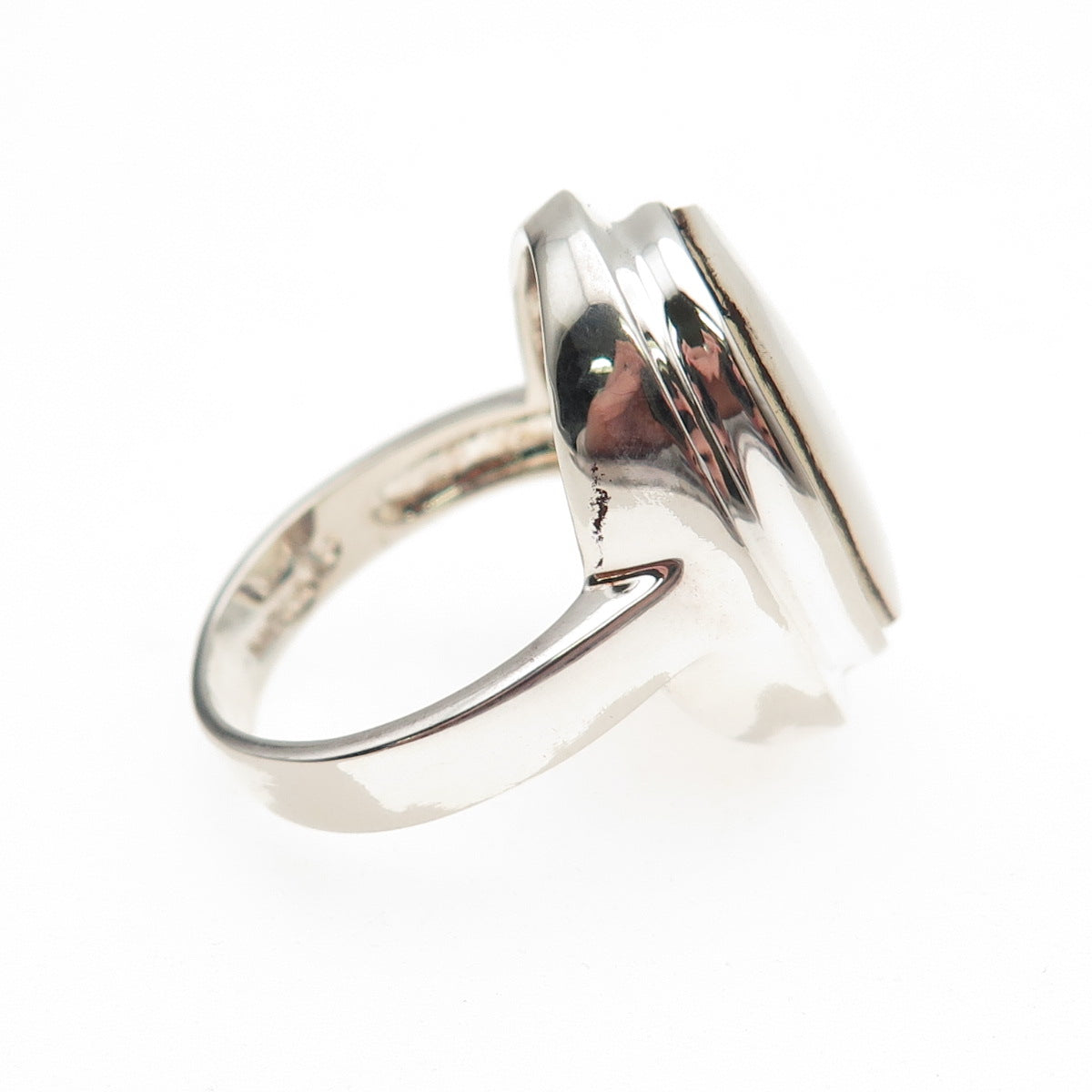925 Sterling Silver Vintage Real MOP Modernist Ring Size 8