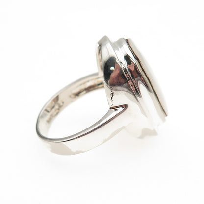 925 Sterling Silver Vintage Real MOP Modernist Ring Size 8