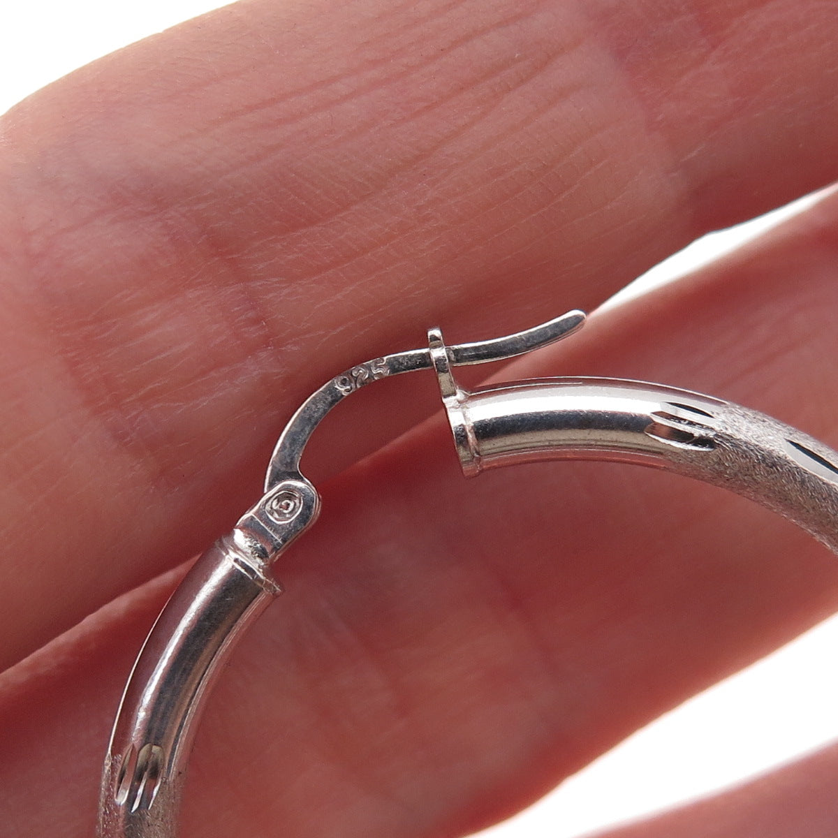 925 Sterling Silver Vintage Tube Hoop Earrings
